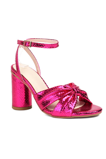 Lazo fucsia brillante para mujer Tacones altos